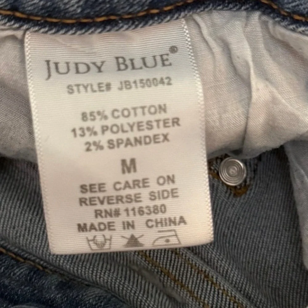 Judy Blue Women Denim Shorts S Blue Distressed Eyelet Lace Frayed Boho Festival